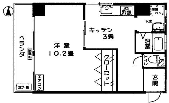 第二メゾン北梅田(1DK/2階)の間取り写真