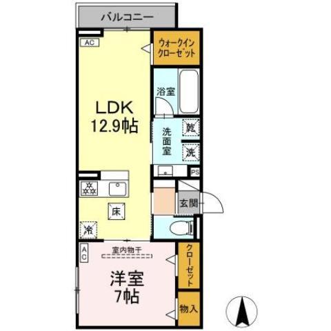 WILLKOMMEN(1LDK/1階)の間取り写真
