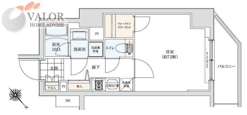プロスタイルウェルス川崎イースト(1K/4階)の間取り写真