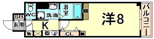 ラフィーネ伊丹II(1K/5階)の間取り写真