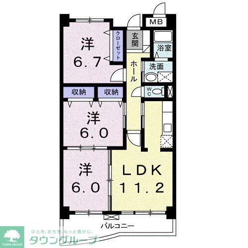 サンフィールド(3LDK/1階)の間取り写真
