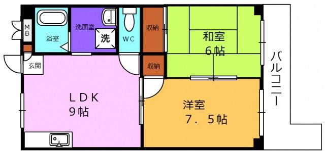 エビスマンション(2LDK/2階)の間取り写真