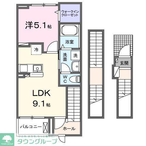 ドゥー・メゾン幕張本郷 II(1LDK/3階)の間取り写真