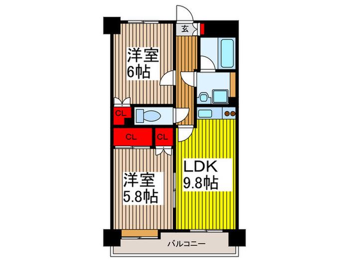 パークサイドハイツタケノヤ(2LDK/3階)の間取り写真