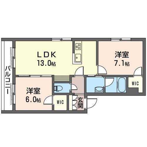 リアン荻窪(2LDK/2階)の間取り写真