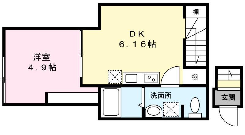 カレッタ習志野(1DK/2階)の間取り写真