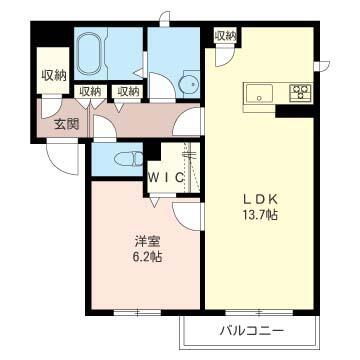 カストル(1LDK/1階)の間取り写真