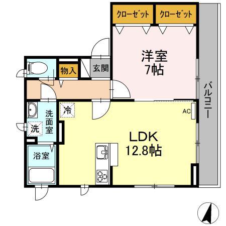 メゾン・ド・オカ(1LDK/2階)の間取り写真