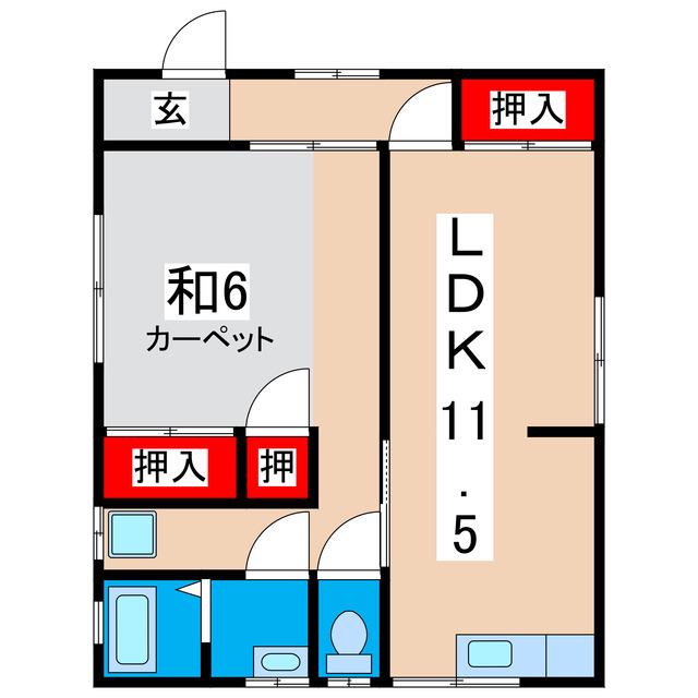 コーポまつあいII(1LDK/2階)の間取り写真