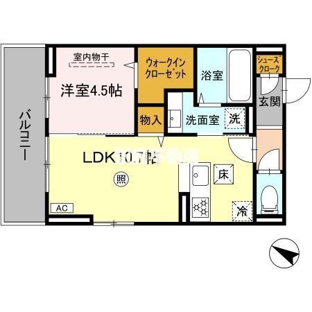 メゾンベール(1LDK/2階)の間取り写真