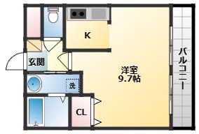 ステラウッド道明寺II(1K/1階)の間取り写真