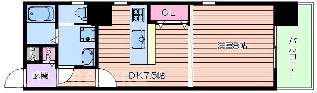 FUKUE BLD 松ヶ枝町(1DK/2階)の間取り写真