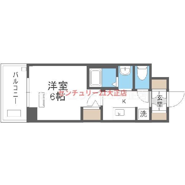 エステムコート難波ウエスト-SIDEⅤアジュール(1K/7階)の間取り写真