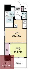 プライマル南森町パークビュー(1DK/2階)の間取り写真