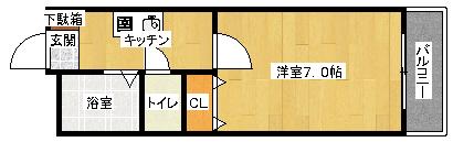 ラコント宮ヶ瀬(1K/1階)の間取り写真