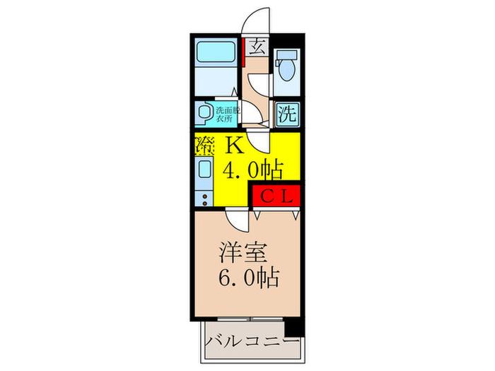 CASA XII(1K/2階)の間取り写真