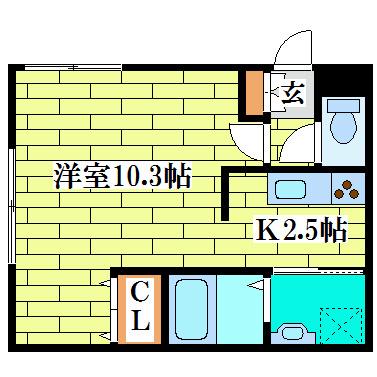 CASA清田(1K/4階)の間取り写真