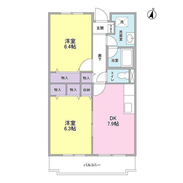 アルカディア三軒茶屋(2DK/4階)の間取り写真