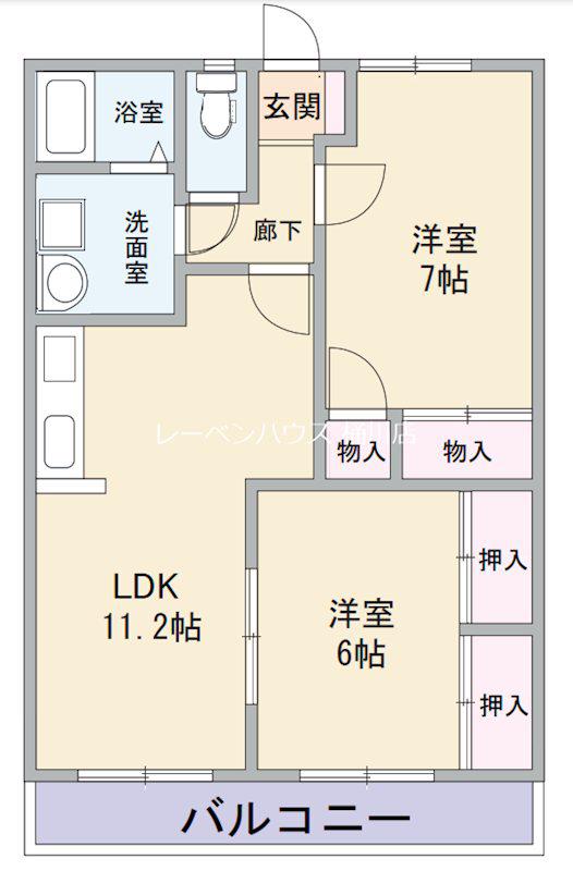 クレスト上尾K-3(2LDK/1階)の間取り写真