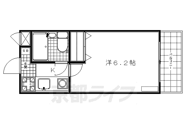 DETOM-1東福寺(1K/4階)の間取り写真