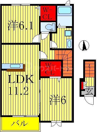 アジャート ビブレIII(2LDK/2階)の間取り写真