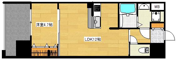 グランデール中広(1LDK/7階)の間取り写真