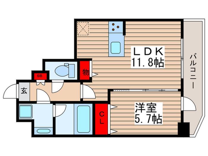 GRACIA PLACE OSHIAGE(1LDK/6階)の間取り写真