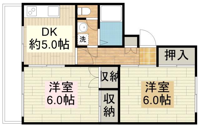 グリーンサンハイツ(2DK/2階)の間取り写真