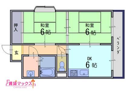 大中東マンション(2DK/4階)の間取り写真