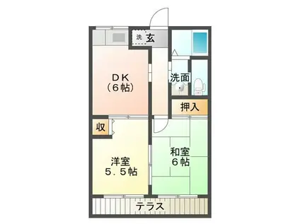 シティハイムパークサイド(2DK/2階)の間取り写真