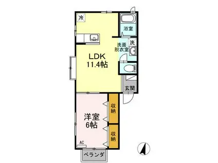 モイドーム松海ヶ丘(1LDK/1階)の間取り写真