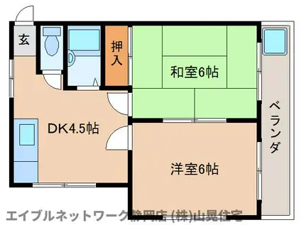 レジデンス若林(2DK/3階)の間取り写真