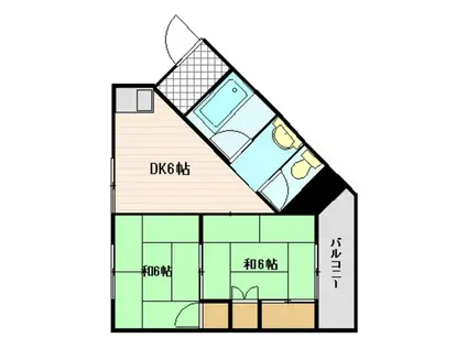 コーポ大辻(2DK/2階)の間取り写真