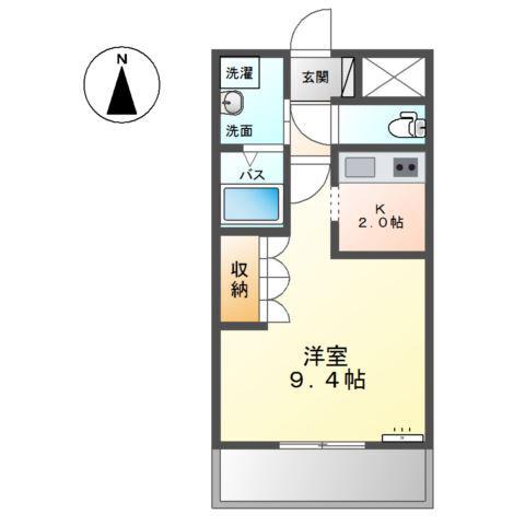 NUMBERONE(1K/2階)の間取り写真