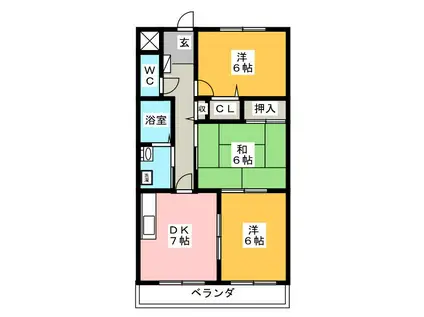 メゾンドスイートI(3DK/2階)の間取り写真