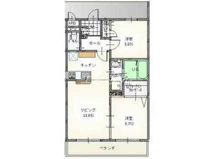 岡山平田マンション(2LDK/3階)の間取り写真