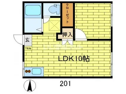 フォーシーズンズ桜町(1LDK/2階)の間取り写真