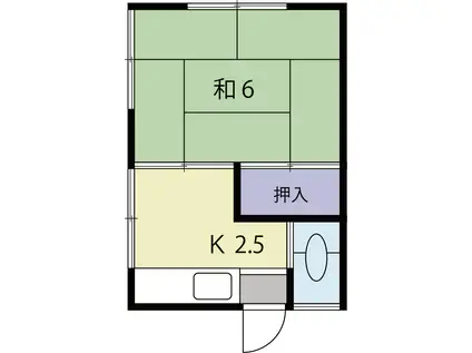 竹風荘(1K/2階)の間取り写真