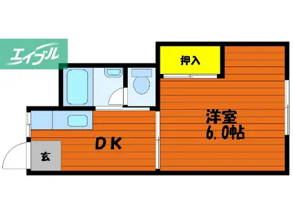 第二丸本ビル(1DK/3階)の間取り写真