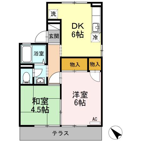 セジュール松原(2DK/1階)の間取り写真