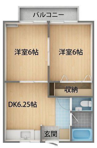 三興アパート(2DK/2階)の間取り写真