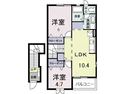 ジェルメ・コリーヌB(2LDK/2階)の間取り写真