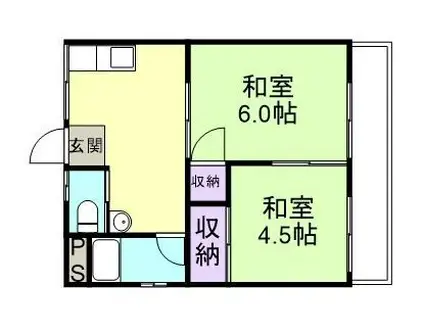 ハイツイワモトII(2K/2階)の間取り写真