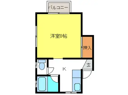 チェリーハウス(1K/1階)の間取り写真