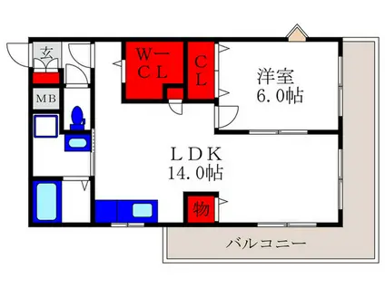 ハイツ東渡辺(1LDK/3階)の間取り写真