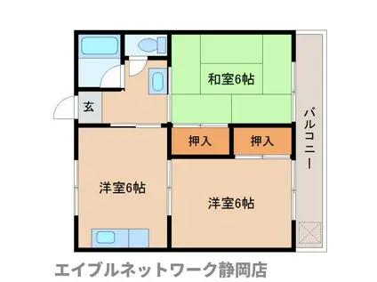 原田ハイツ(2DK/2階)の間取り写真