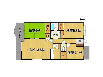 ロイヤルパークマンション(3LDK/7階)の間取り写真