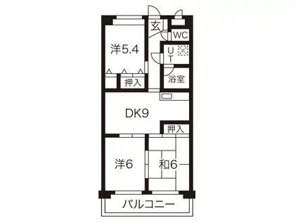 メゾン・ド・ヨサミB棟(3LDK/3階)の間取り写真
