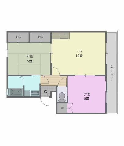 メゾンシャトリエ(2LDK/1階)の間取り写真