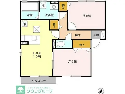 リビングタウン大金平B(2LDK/1階)の間取り写真